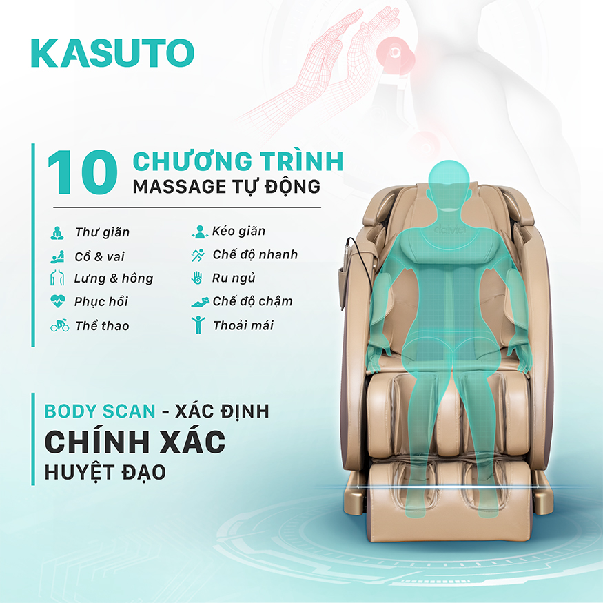 Ghế massage toàn thân Kasuto DVGM-20001 10 chương trình massage tự động