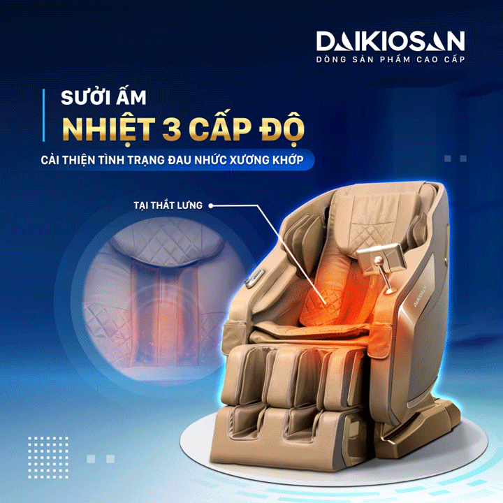 Ghế massage Daikiosan DKGM-20001 có chế độ massage nhiệt bằng sợi carbon với 3 cấp độ 
