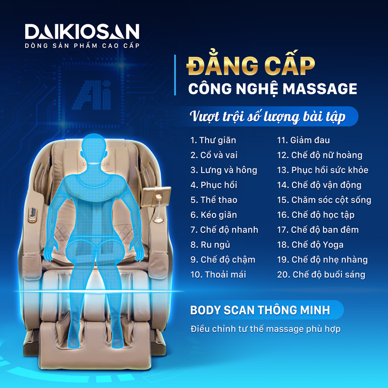 ghế massage daikiosan dkgm-20001 20 bài tập tiện lợi