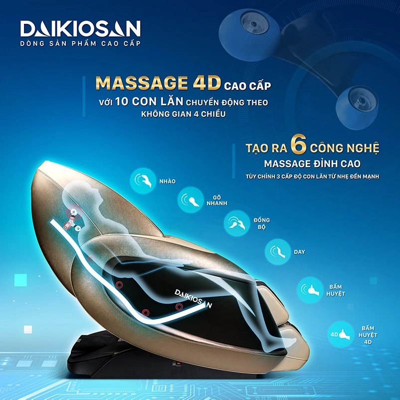 Ghế massage Daikiosan DVGM-30003 con lăn massage 4D đỉnh cao