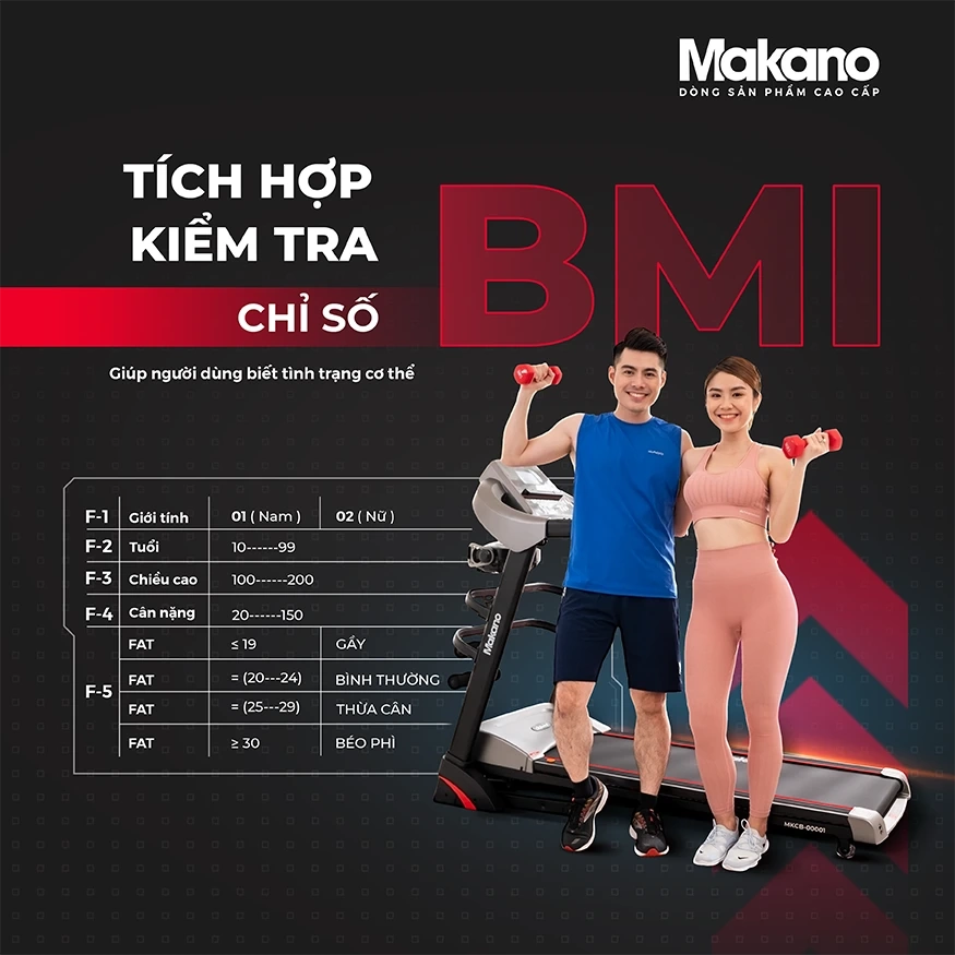 3 bước đo chỉ số BMI trên máy chạy bộ 