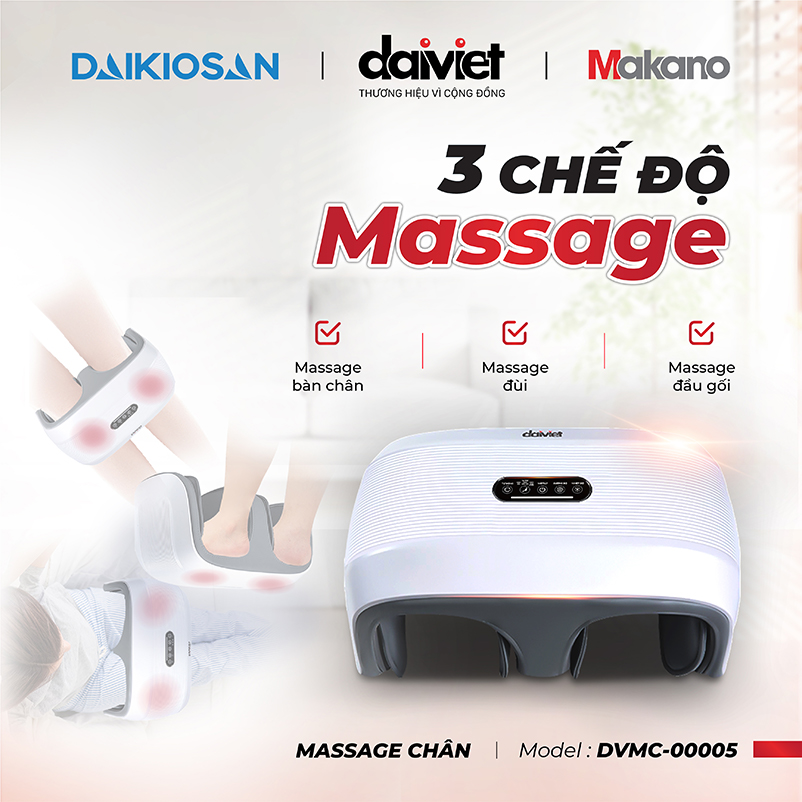 Máy massage chân Đại Việt DVMC-00005 có khả năng massage 3 vùng
