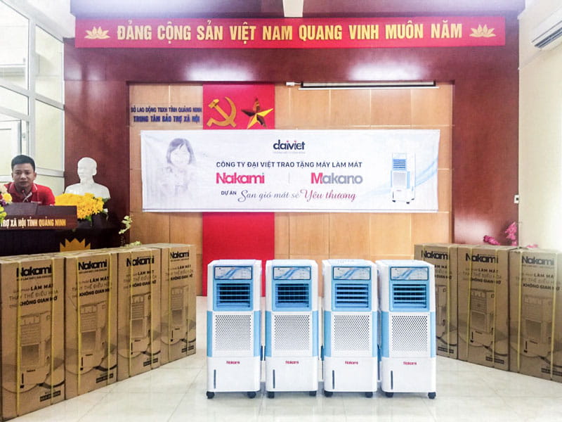 Đại diện công ty Đại Việt phát biểu tại buổi lễ trao tặng máy làm Nakami cho rung tâm Bảo trợ xã hội tỉnh Quảng Ninh