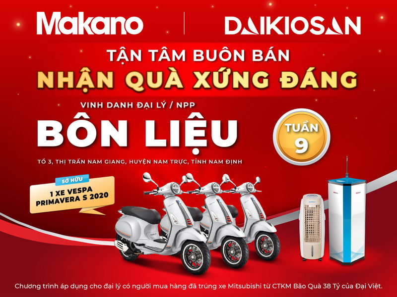 đại lý trúng thưởng xe vespa tuần 8 chương trình bão quà 38 tỷ cuốn bay nắng nóng