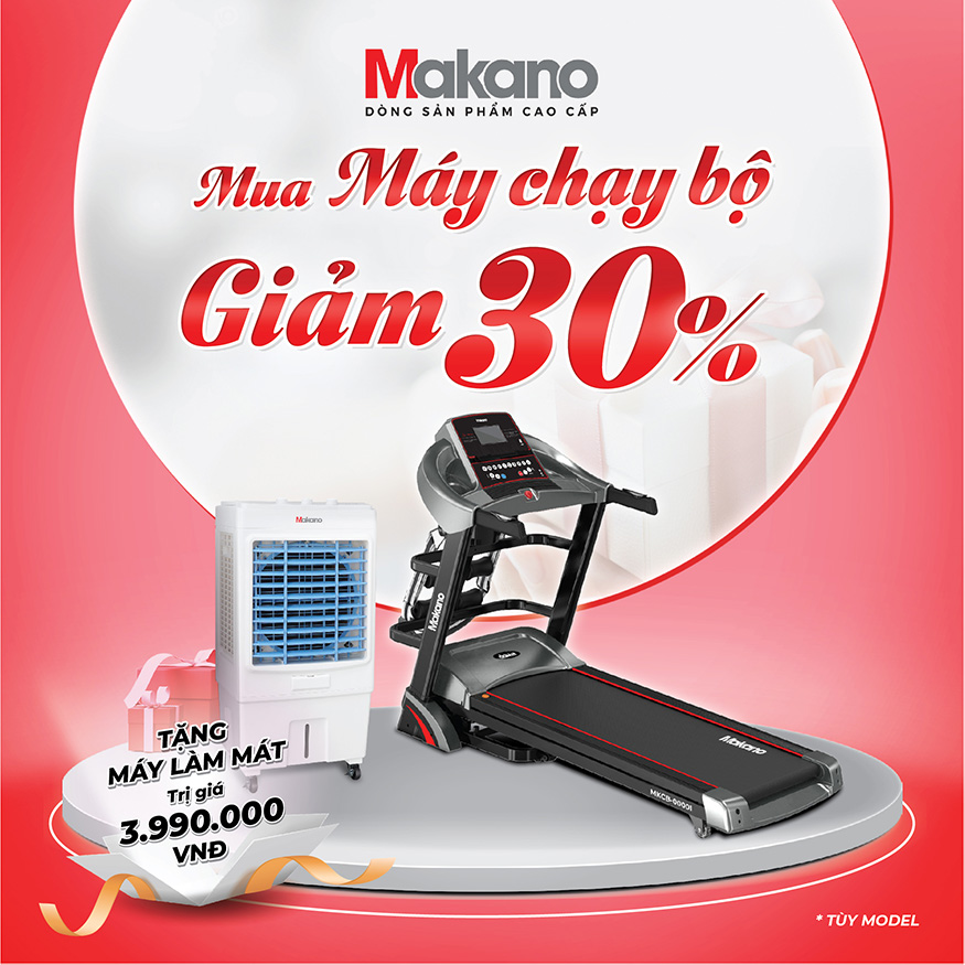 MÁY CHẠY BỘ giảm giá lên đến 30% đồng thời tặng kèm MÁY LÀM MÁT