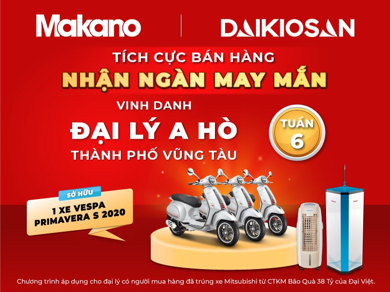 đại lý trúng thưởng xe vespa tuần 6 chương trình bão quà 38 tỷ