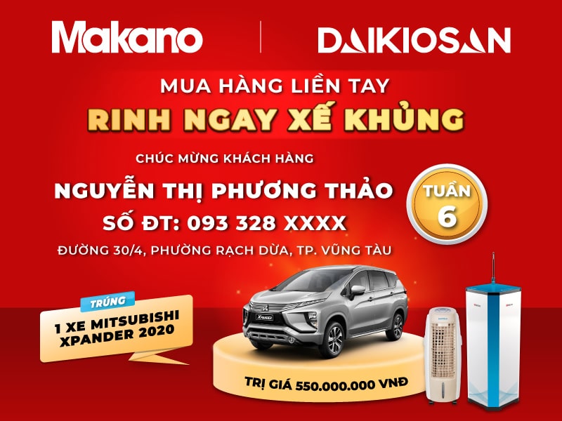 khách hàng mua máy làm mát trúng ô tô đợt quay số tuần 6