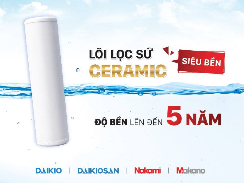 Máy lọc nước Daikiosan chính hãng sử dụng lõi lọc Ceramic