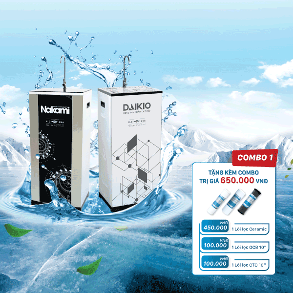 Mua máy lọc nước cao cấp Daikio / Nakami tặng combo lõi lọc cực “khủng”