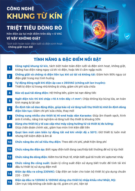 15 tính năng an toàn điện của Chống giật trọn đời