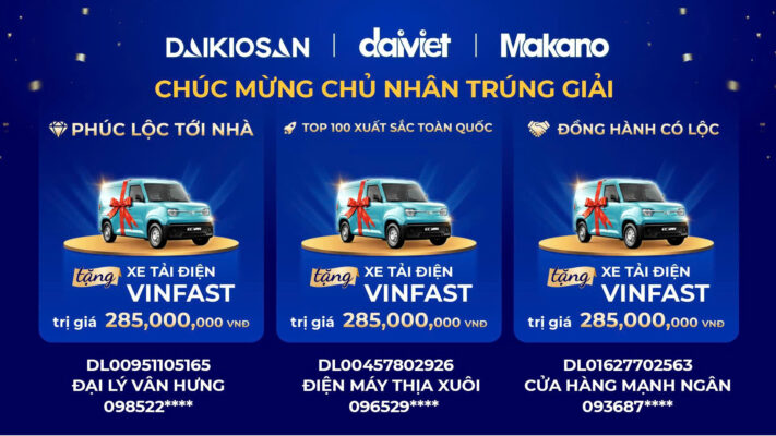 Chúc mừng 3 Nhà Phân Phối may mắn trúng xe tải điện VinFast EC Van
